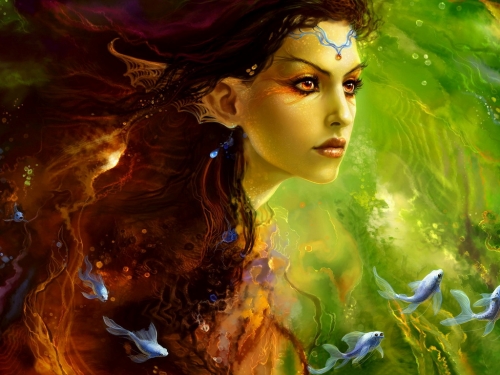 Wallpaper with colorful fantasy or not that girls world. [1024768] [fantasy, painting, girls] (1499 wallpapers)