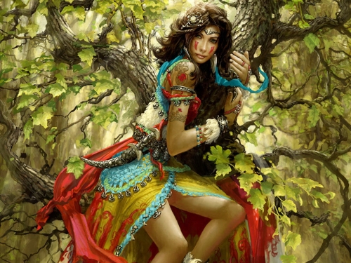 Wallpaper with colorful fantasy or not that girls world. [1024768] [fantasy, painting, girls] (1499 wallpapers)