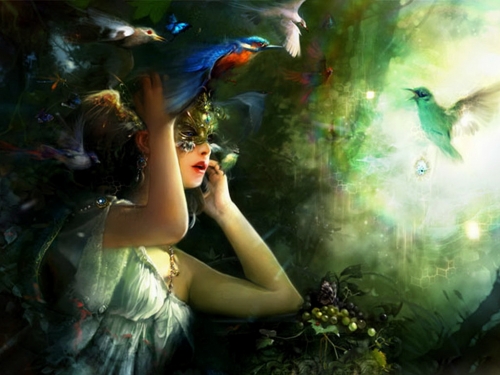 Wallpaper with colorful fantasy or not that girls world. [1024768] [fantasy, painting, girls] (1499 wallpapers)